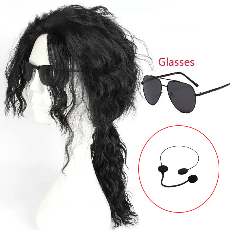 Anime Cosplay Long Black Hair - Черный парик для косплея Майкла Джексона,