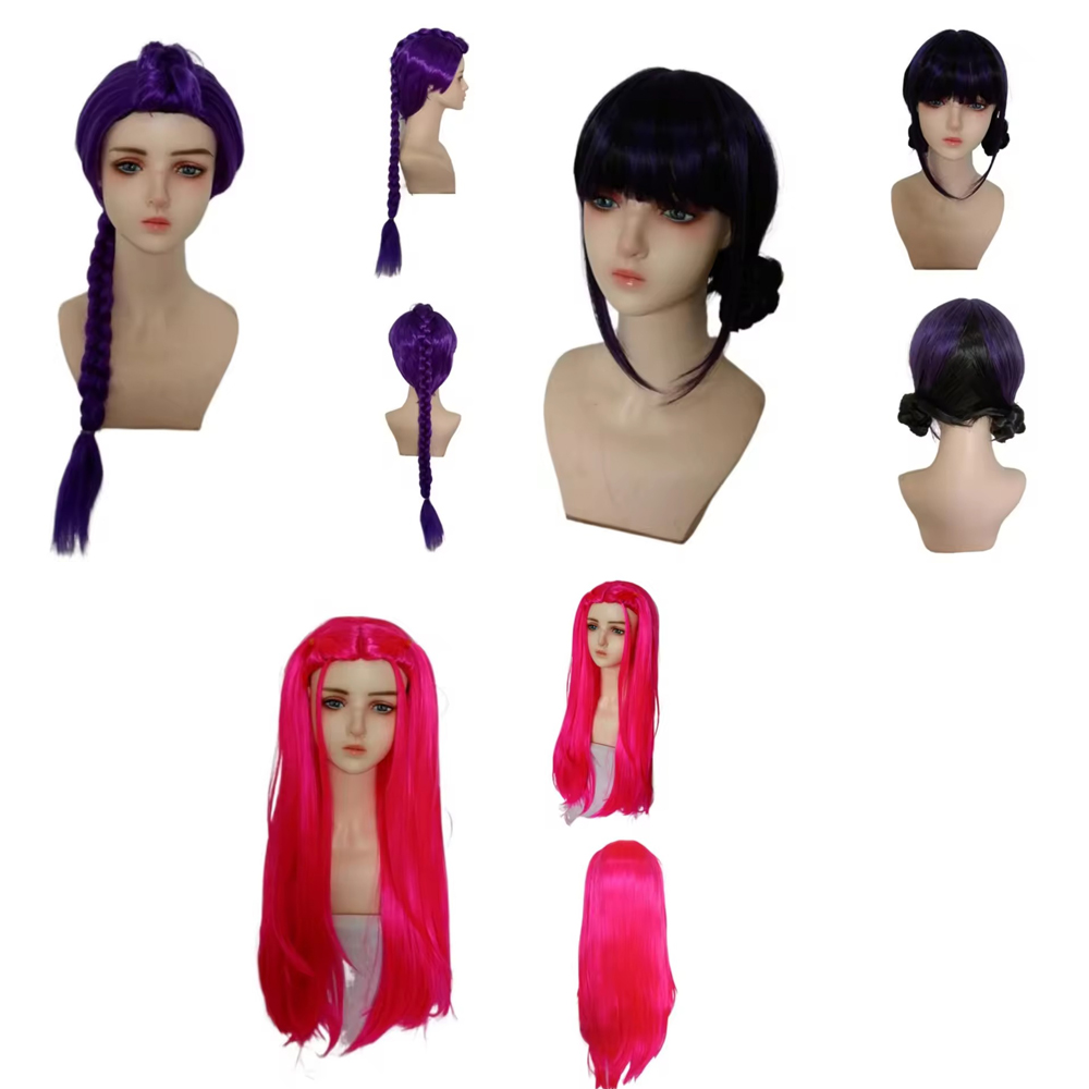 Anime Cosplay Long Black Hair - Аниме-парик с длинными фиолетовыми косами, накладной
