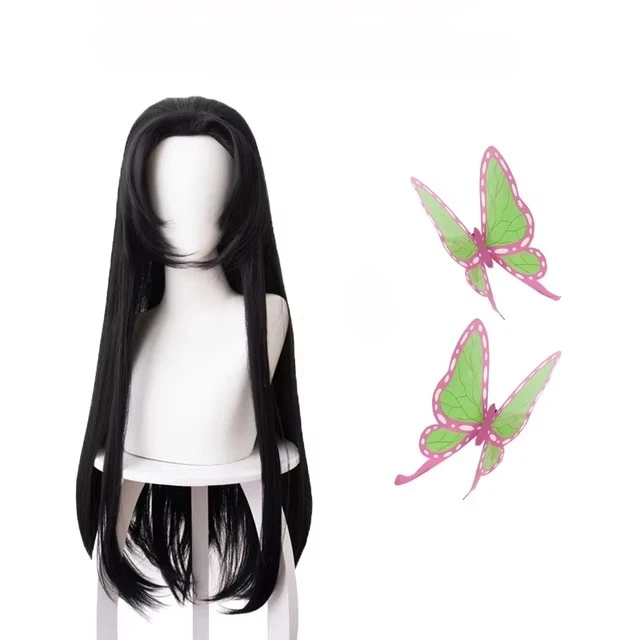 Anime Cosplay Long Black Hair - Аниме Kochou Kanae парик Kimetsu no