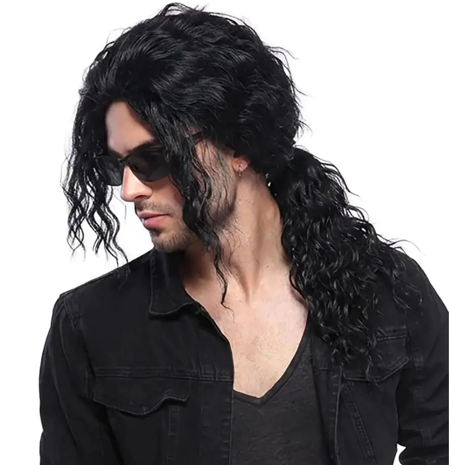 Anime Cosplay Long Black Hair - Аниме-парик для косплея Майкла Джексона, черный,