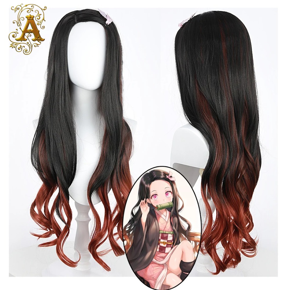 Черный с темно-красным градиен – обзор и цена Anime Cosplay Long Black Hair