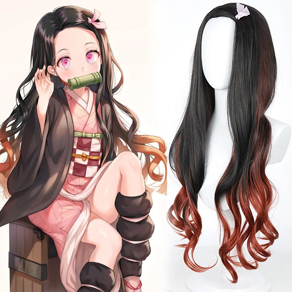 Черный с темно-красным градиен – обзор и цена Anime Cosplay Long Black Hair