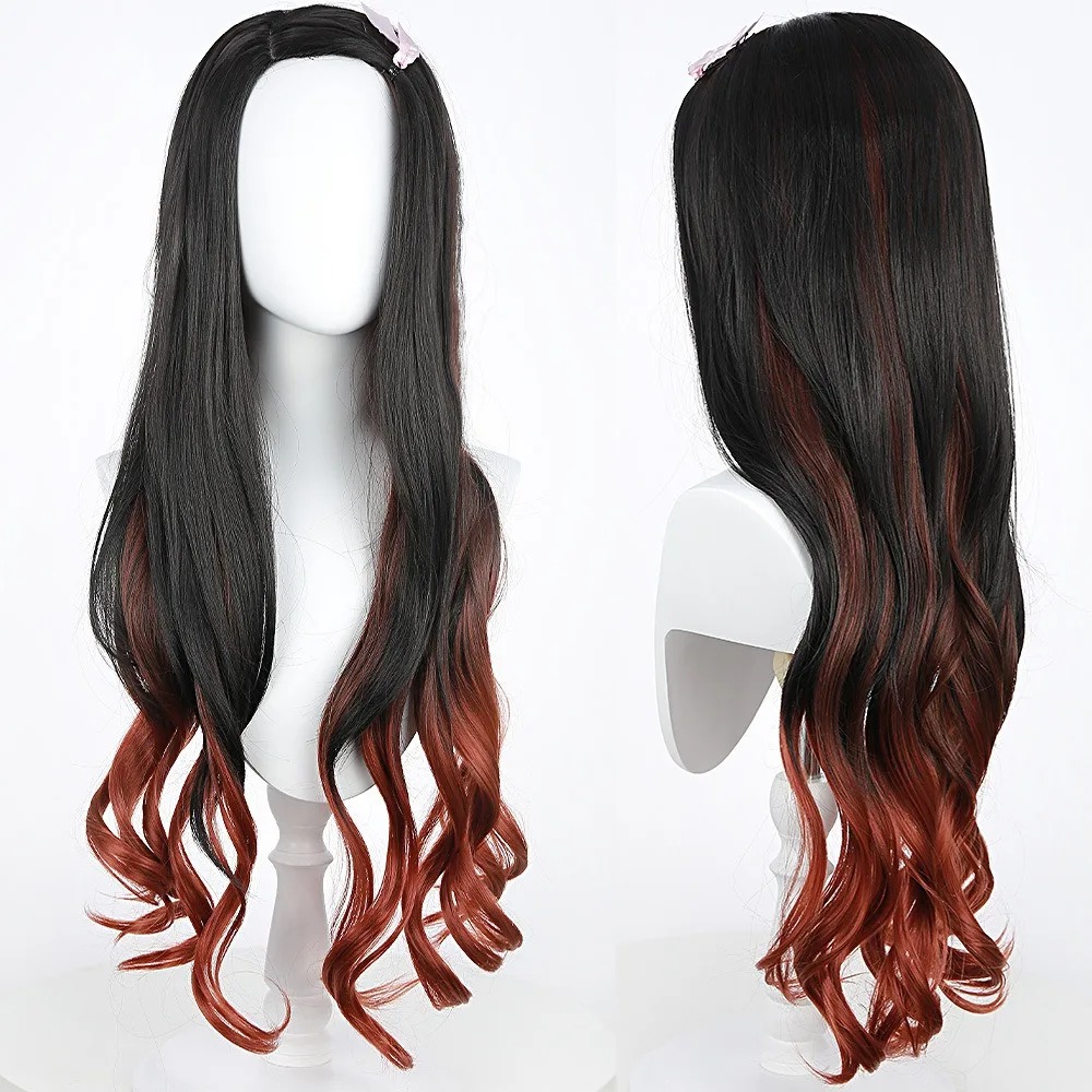 Черный с темно-красным градиен – обзор и цена Anime Cosplay Long Black Hair