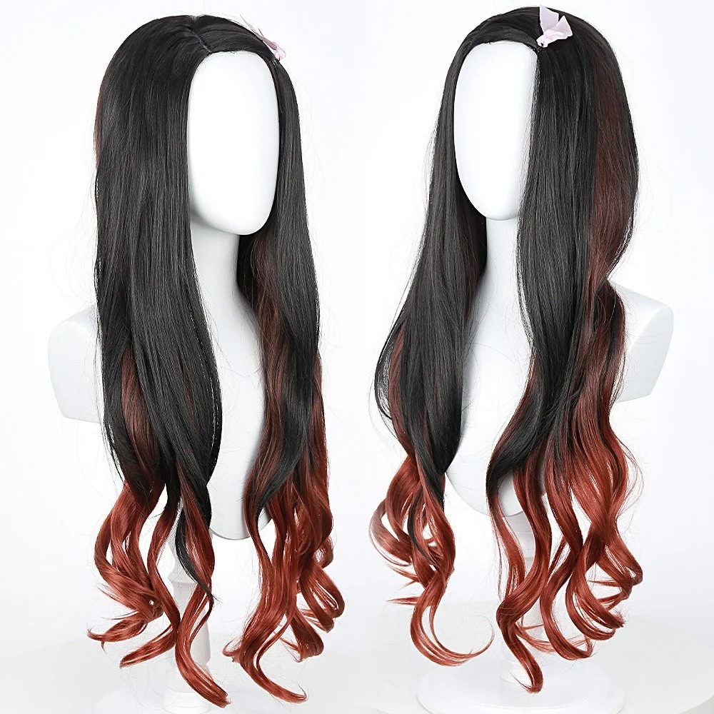 Черный с темно-красным градиен – обзор и цена Anime Cosplay Long Black Hair