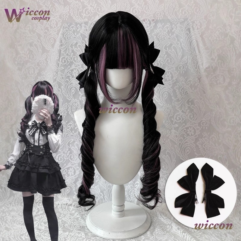 Комикс ‌ Черный парик с розовы – обзор и цена Anime Cosplay Long Black Hair