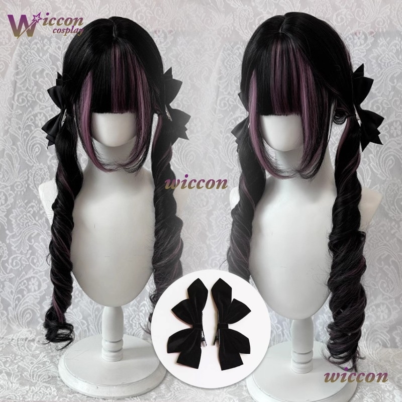 Комикс ‌ Черный парик с розовы – обзор и цена Anime Cosplay Long Black Hair